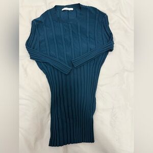 Helmut Lang Teal Ribbed Knit top